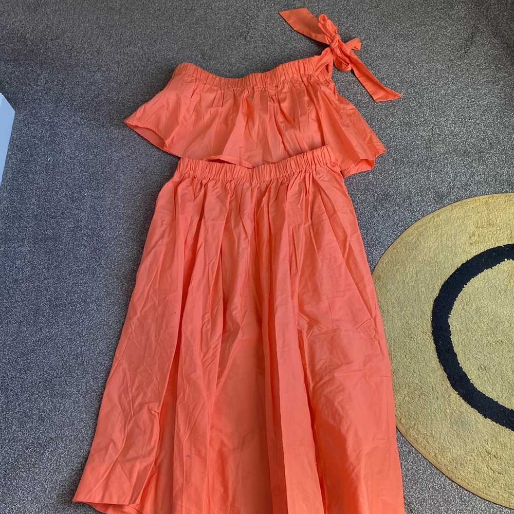 Free People 2-Piece Skirt Set in Coral
